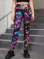 Block Ink Print High Waist Yoga Leggings
