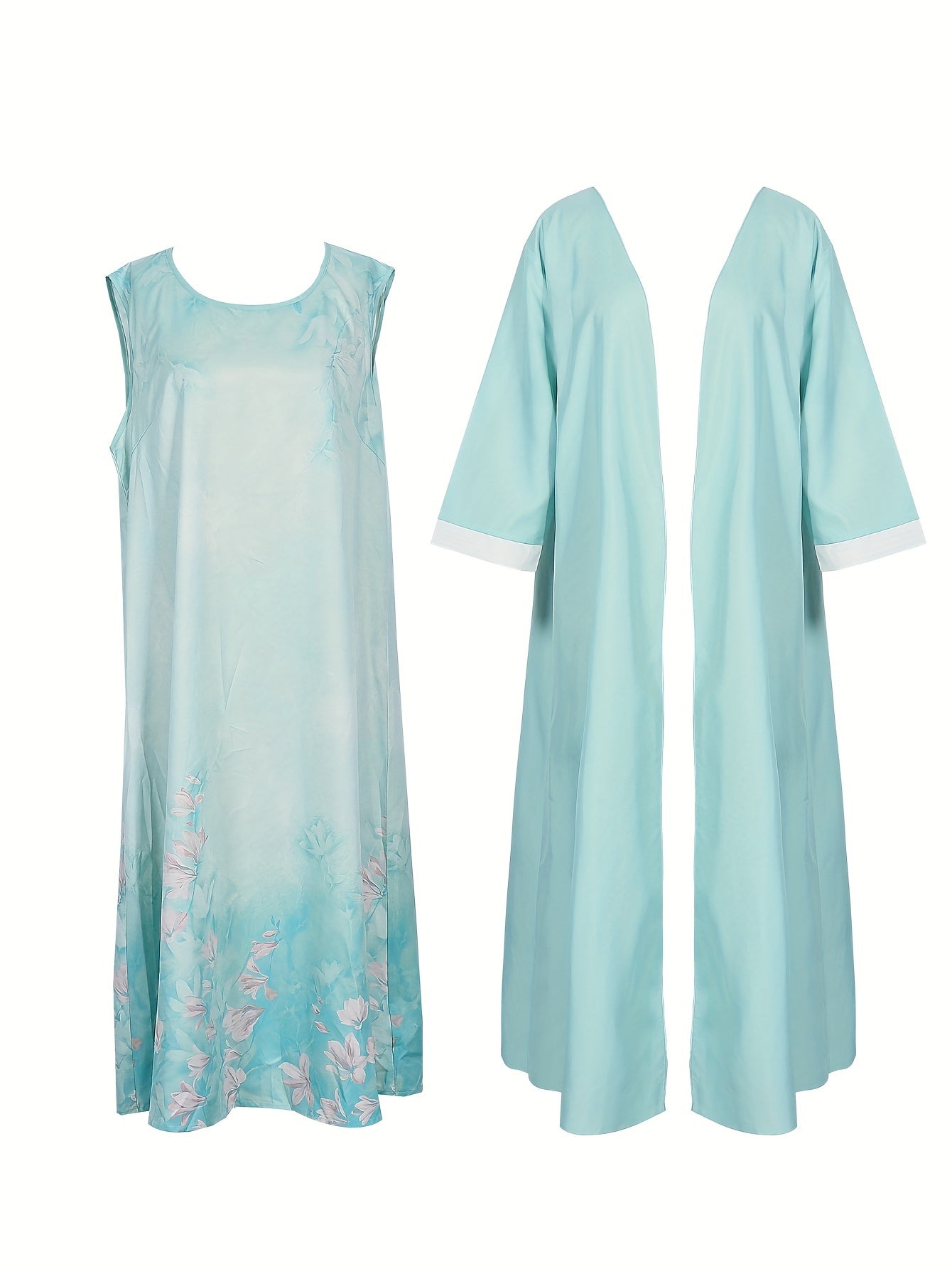  Floral Print Maxi Dress & Cardigan Set