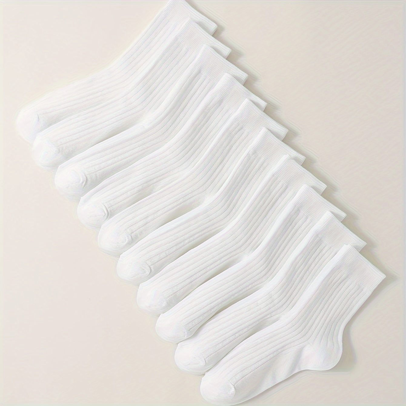 10 Pairs Comfy & Breathable Mid Tube Women's Socks Solid Colors