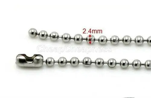 Military Mens Necklace Ball Bead Chain Link For Dog Tag&Pendant