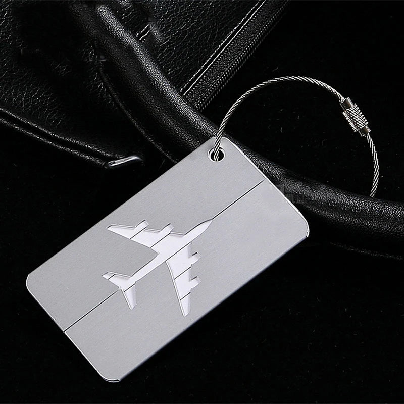 Aluminum Luggage Tag Airplane Travel Name Address Label