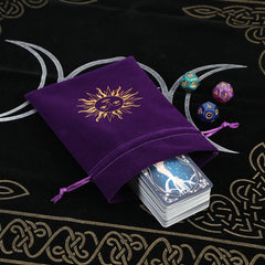Velvet Moon Sun Tarot Storage Bag Embroidery Drawstring