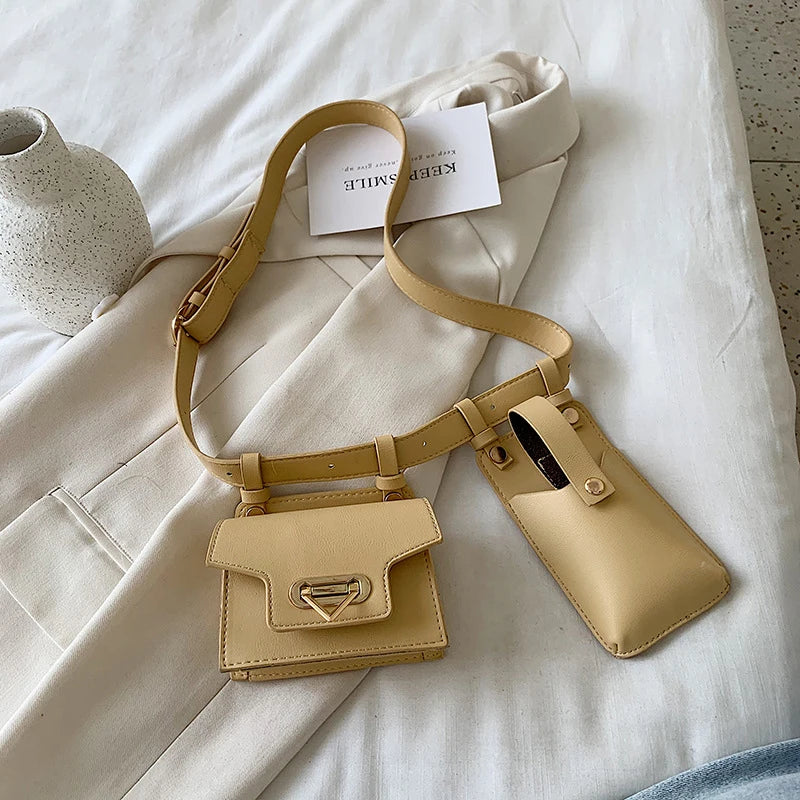 Women's Leather Flap Fanny Waist Pack