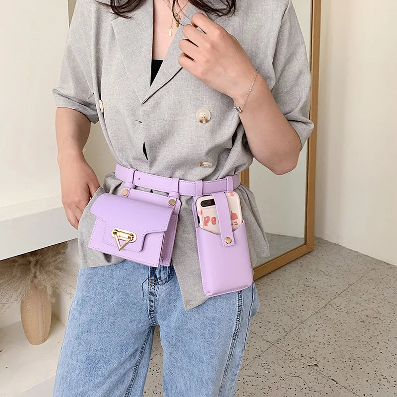 Women's Leather Flap Fanny Waist Pack