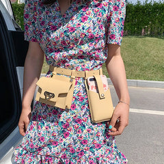 Women's Leather Flap Fanny Waist Pack
