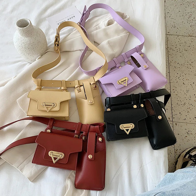 Women's Leather Flap Fanny Waist Pack