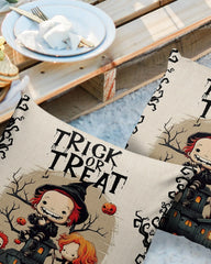 Halloween Pumpkin Branch Waterproof Throw Pillow Covers