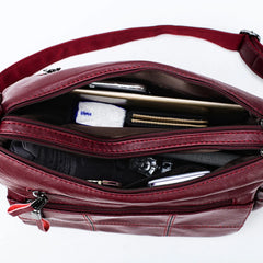 2 Layers Leather Shoulder Messenger Handbags for Women