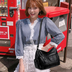 2 Layers Leather Shoulder Messenger Handbags for Women
