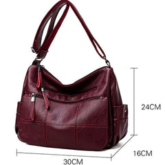 2 Layers Leather Shoulder Messenger Handbags for Women