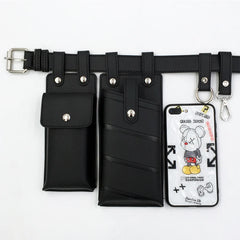 Women's 2-Piece Leather Waist Bags Crossbody Chest Purses