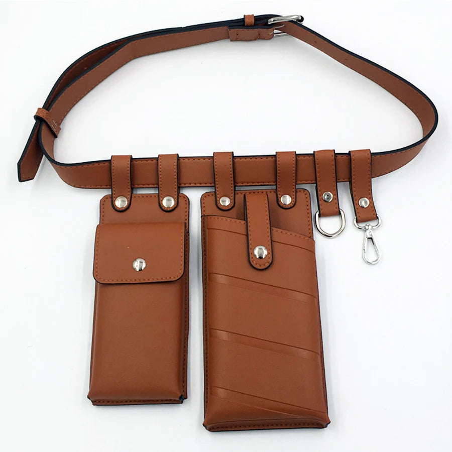 Women's 2-Piece Leather Waist Bags Crossbody Chest Purses