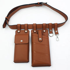 Women's 2-Piece Leather Waist Bags Crossbody Chest Purses