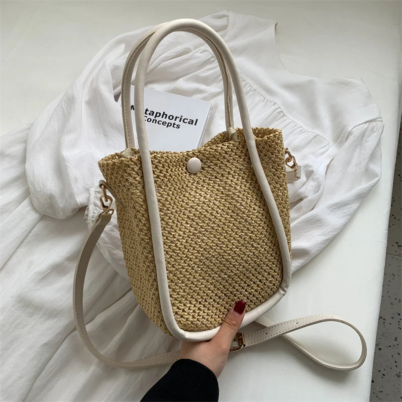 Summer Straw Shoulder Bag Handwoven Handbag