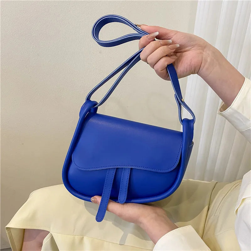 Women's High Solid PU Leather Saddle Bag Shoulder Crossbody Messenger Bag