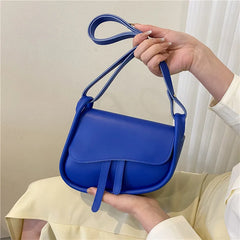 Women's High Solid PU Leather Saddle Bag Shoulder Crossbody Messenger Bag