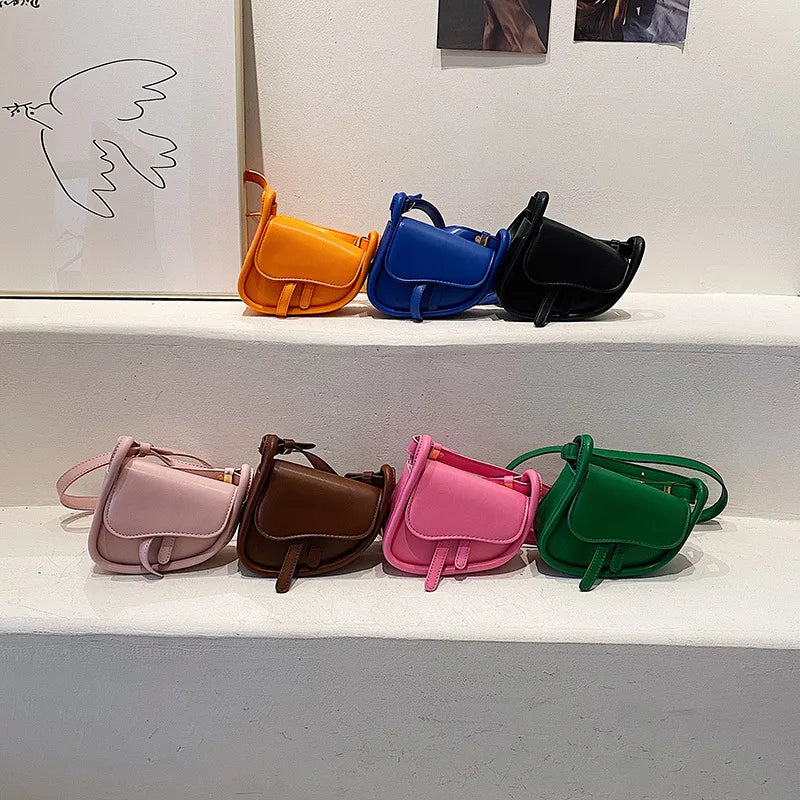 Women's High Solid PU Leather Saddle Bag Shoulder Crossbody Messenger Bag