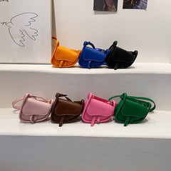 Women's High Solid PU Leather Saddle Bag Shoulder Crossbody Messenger Bag