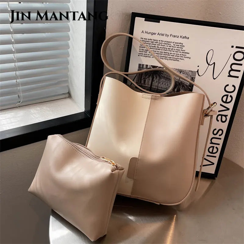 2 Women's Patchwork PU Leather Shoulder Bags for Travel