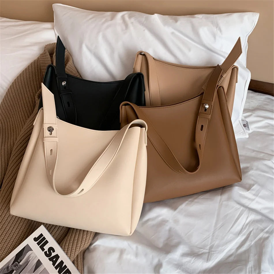 2 Sets Casual Totes Bag PU Leather Shoulder Bags for Women Female Travel Bag