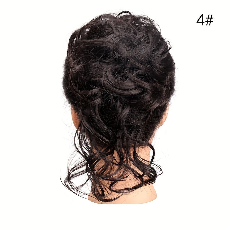 Curly Synthetic Messy Chignon Brown Donut Hair Bun