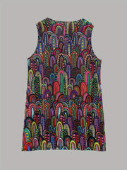  Paisley Print V Neck Tank Dress With Pockets