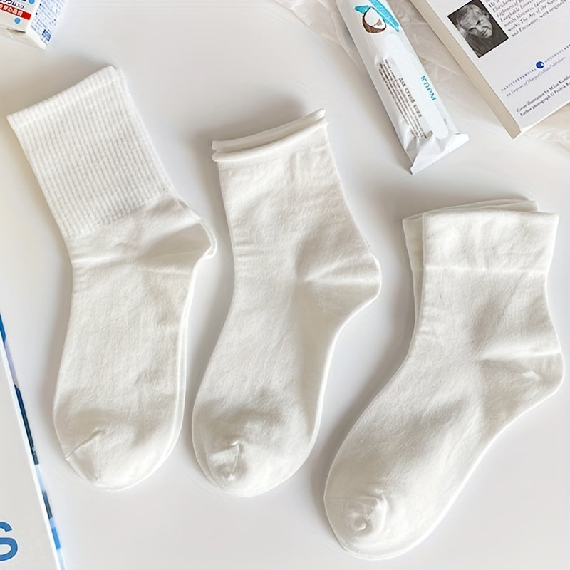 6 Pairs Solid Socks Comfy & Breathable Women's Stockings & Hosiery
