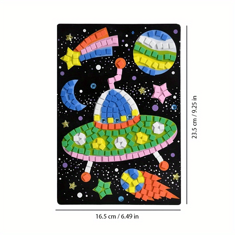 Astronaut Space Mosaic Stickers Art Kit Kids Foam Craft DIY By Number Handcraft