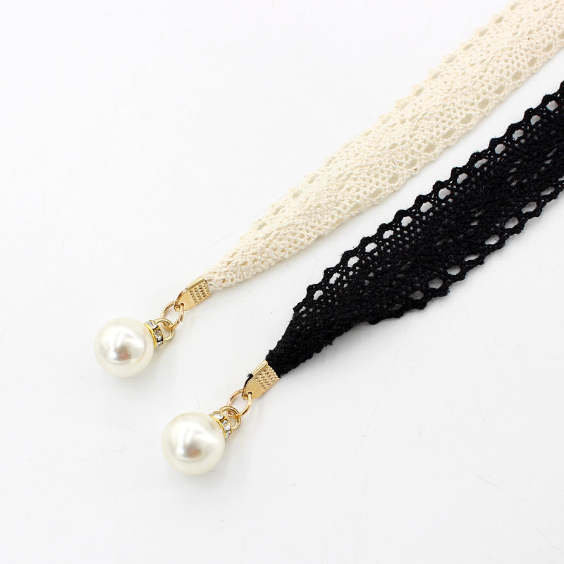 Women's Faux Pearl Lace Waist Belt for Dress Skirt