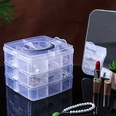 3-Layer Portable Storage Box 18 Grid Clear Plastic Organizer Tool Toy Stackable
