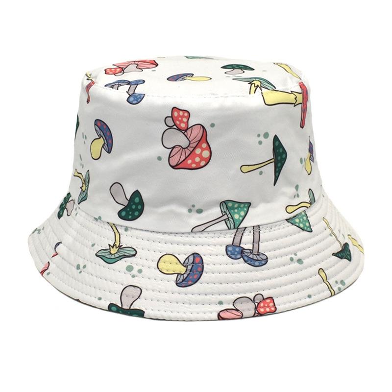 Mushroom Print Bucket Hat Sunscreen Fisherman Cap
