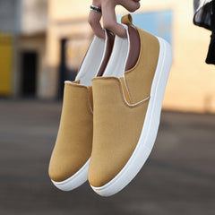 Men's Canvas Slip On Sneakers Loafers Khaki Grey