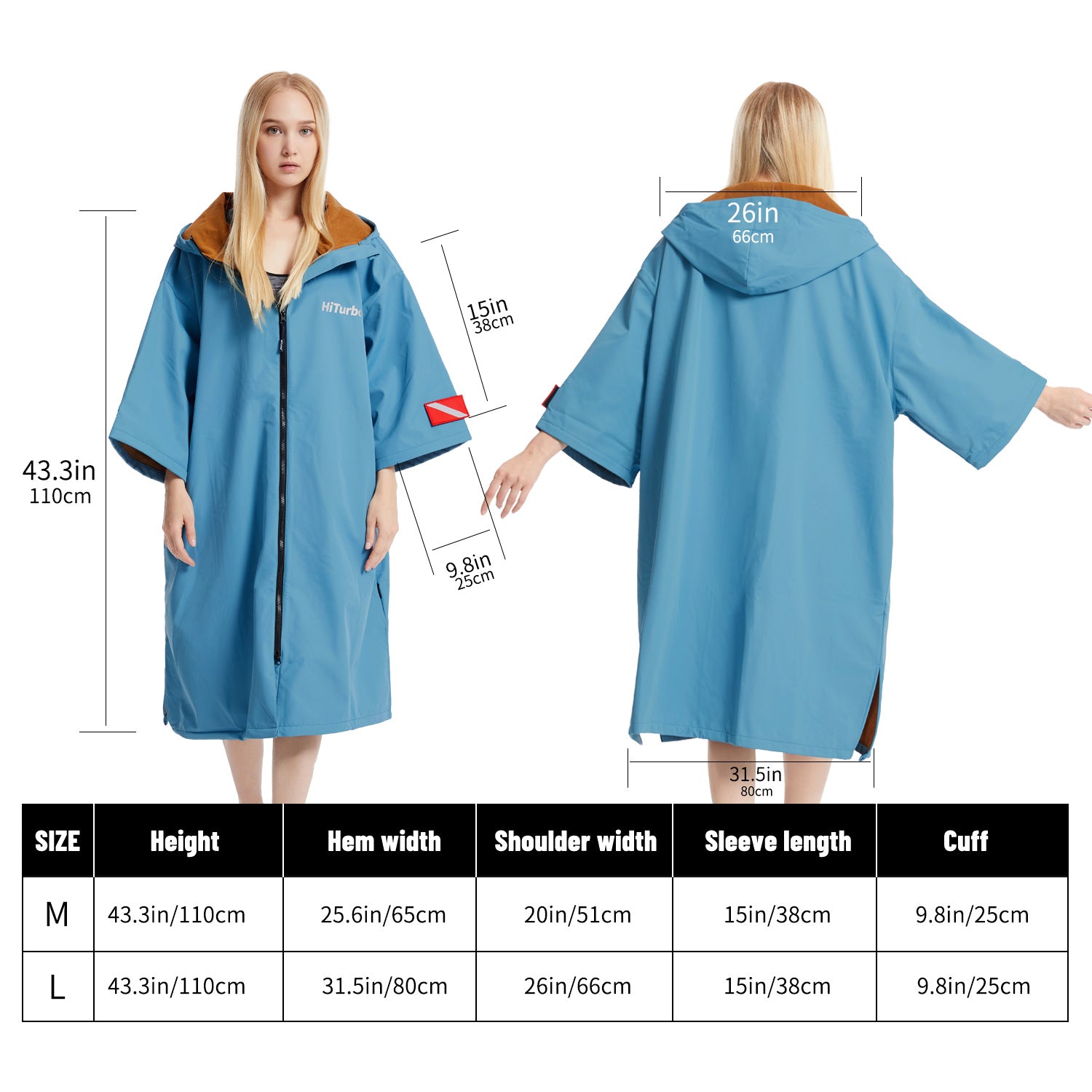 Turbo Waterproof Surf Poncho Changing Towel Quick Drying Bathrobe