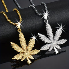 Men's Maple Leaf Pendant Necklace Long Ladies Sweater Chain