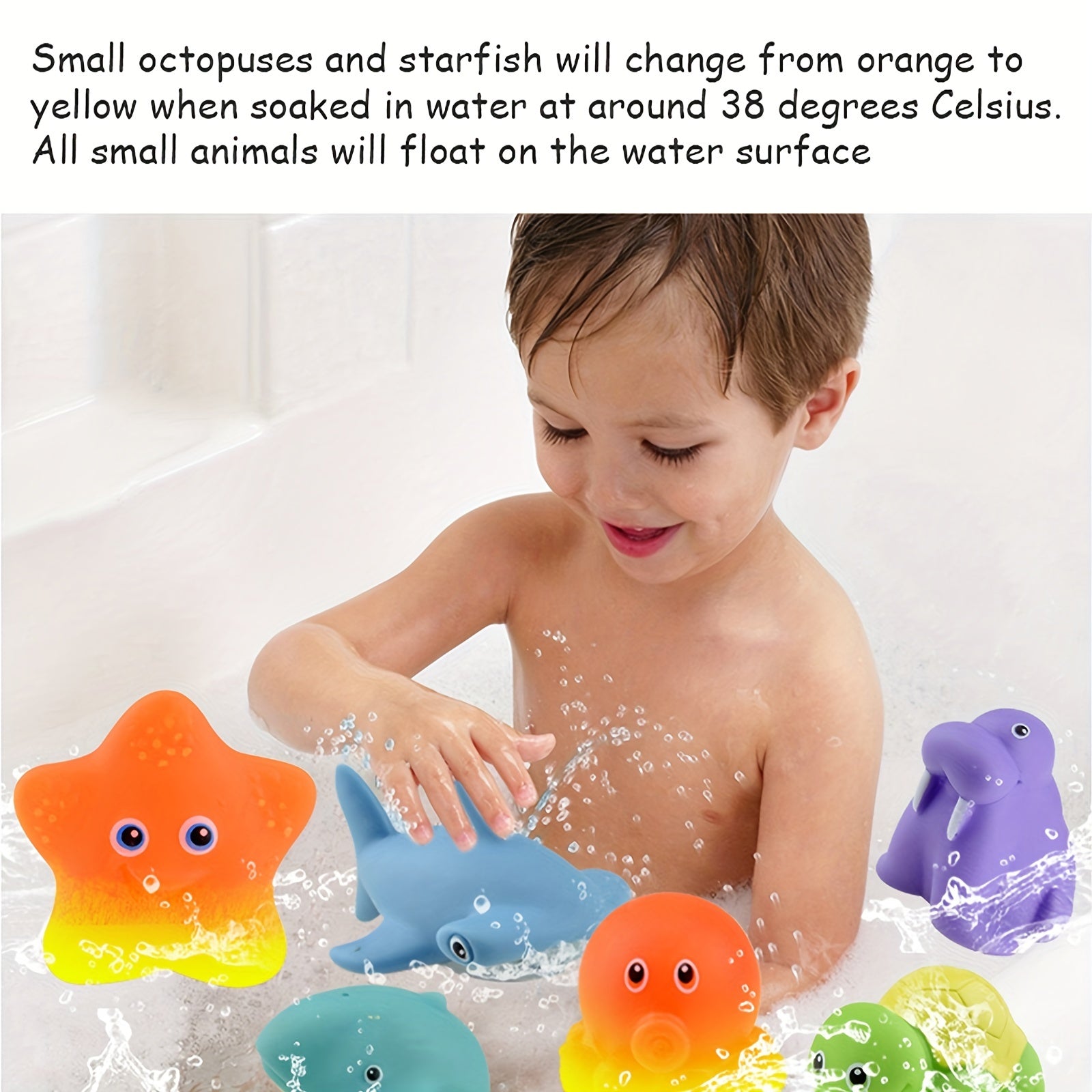 7pcs Baby Bath Toys Fishing Net Set for Toddlers 1-3 Floating Bathtub Toy