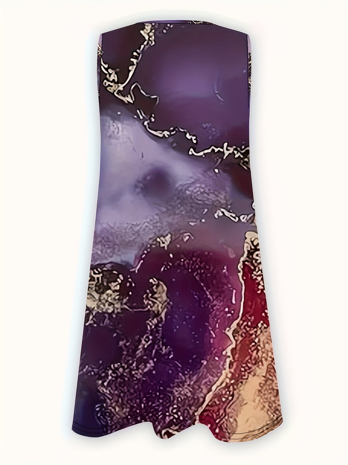 Marble Print Sleeveless Dress Casual Tank Dress