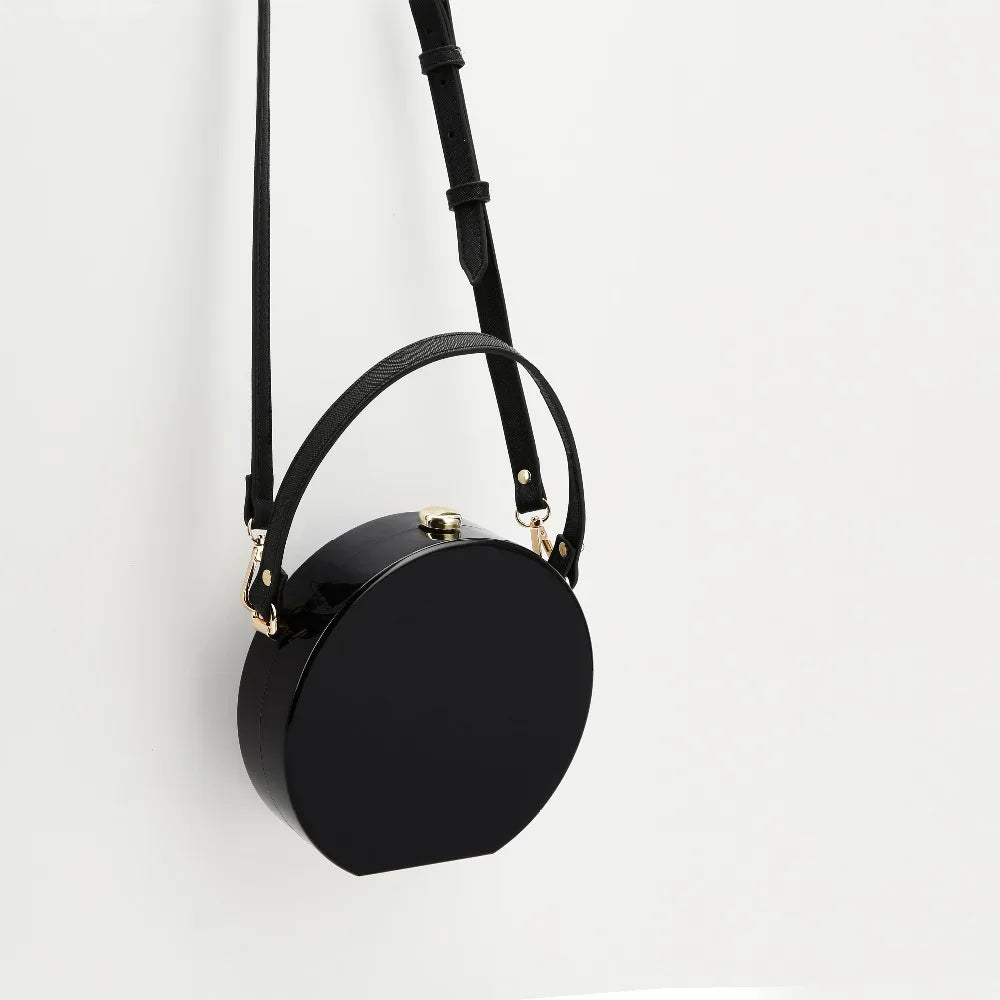 Solid Acrylic Round Box Clutch Shoulder Bag