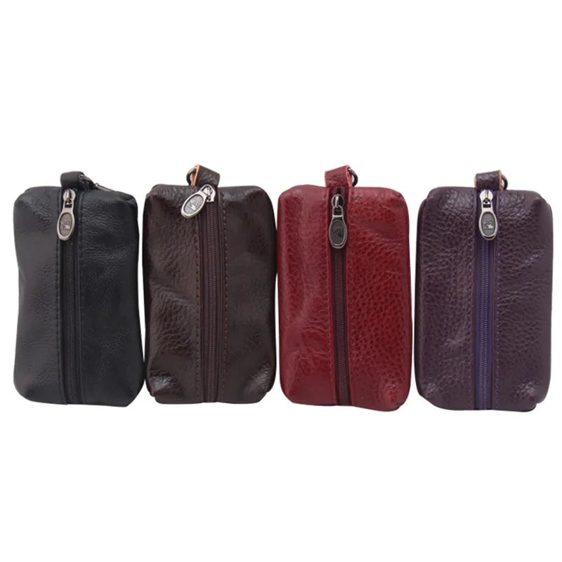 Leather Car Key Holder Housekeeper Organizer Zipper Wallet