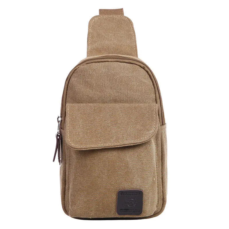 Men's Canvas Chest Bags Travel Hiking Handbag Zipper Hasp Casual Bags
