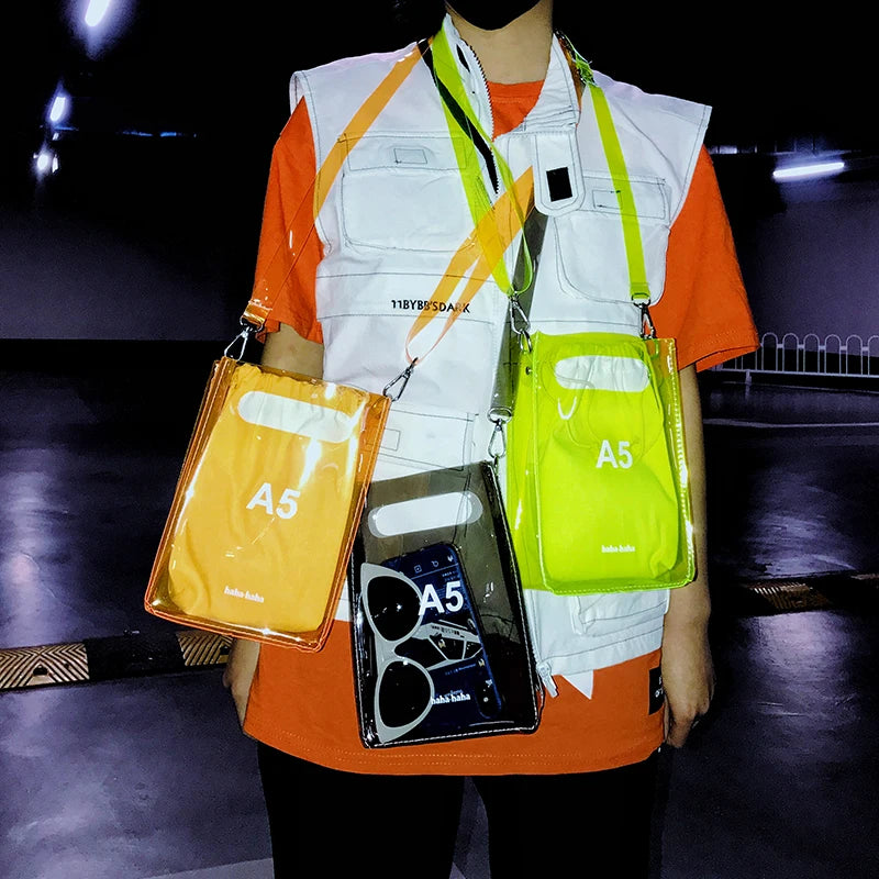 Transparent Crossbody Flap Bag PVC Neon Beach Shoulder Handbag