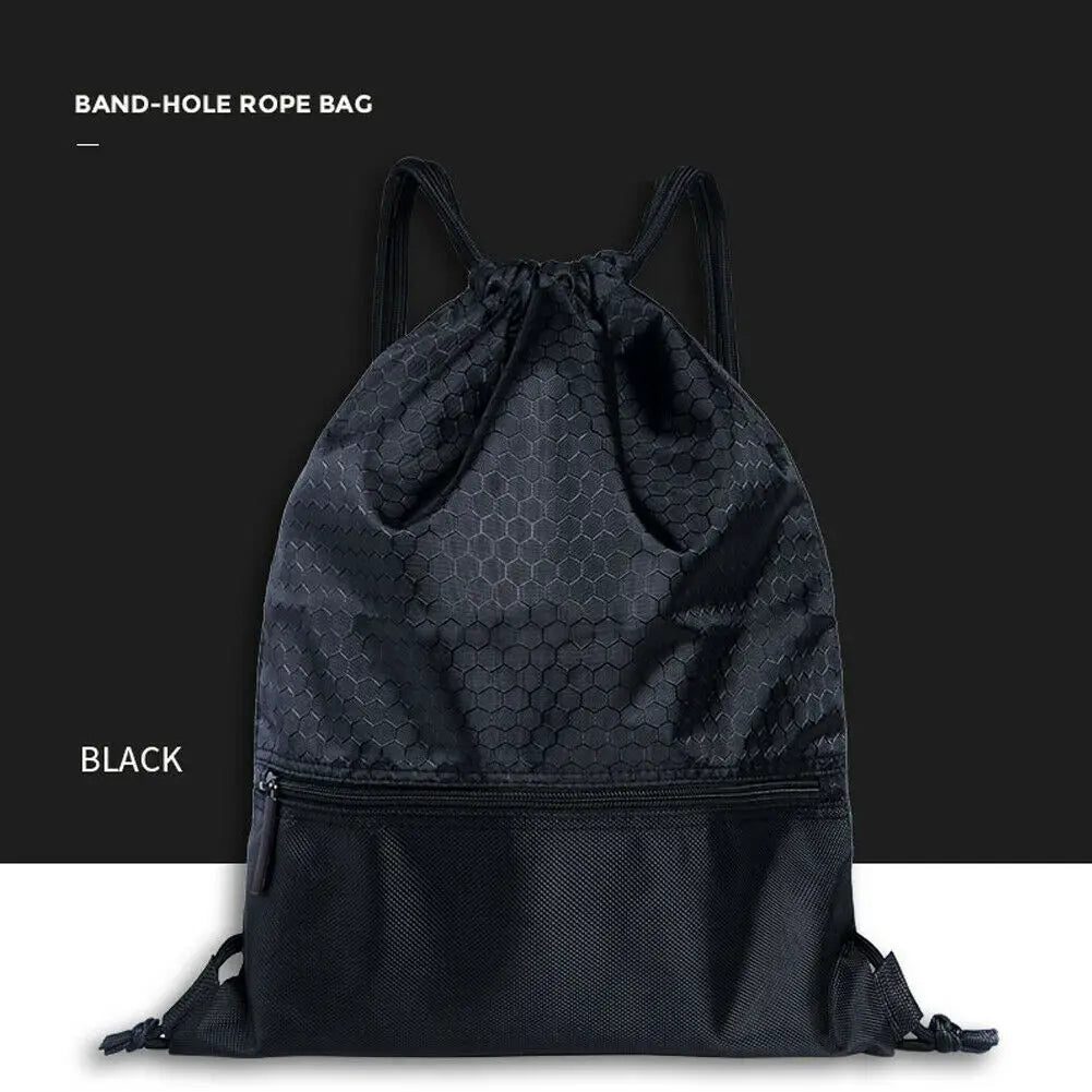 Polyester String Drawstring Back Pack Cinch Sack Gym Tote Bag