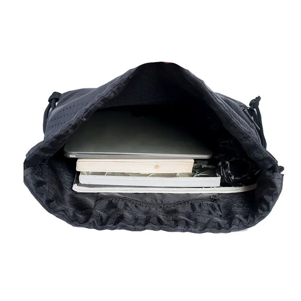 Polyester String Drawstring Back Pack Cinch Sack Gym Tote Bag