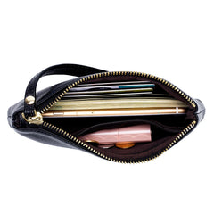 Soft Leather Clutch Bag for Women Cowhide Handbag Zipper Wallet