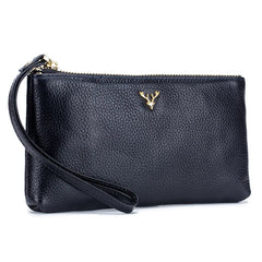 Soft Leather Clutch Bag for Women Cowhide Handbag Zipper Wallet