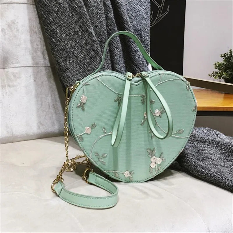 Heart-shaped Messenger Bag Chain Printing Lace Women