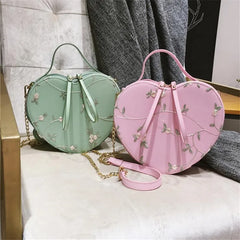 Heart-shaped Messenger Bag Chain Printing Lace Women