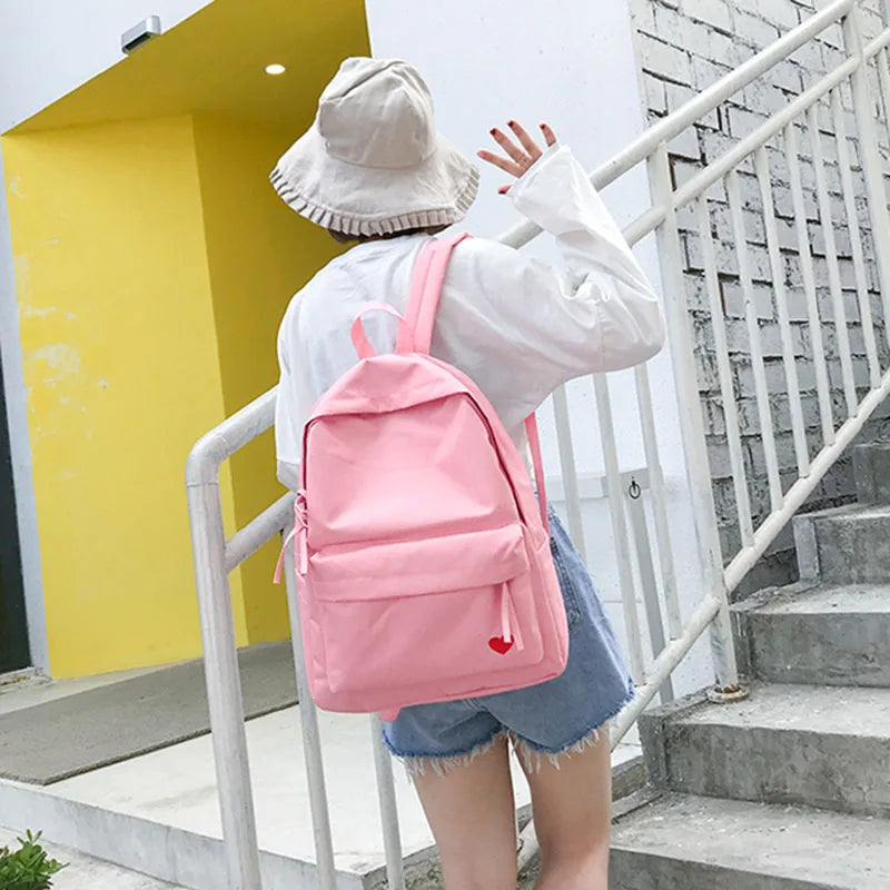 Yellow Canvas Backpack for Girls Schoolbag
