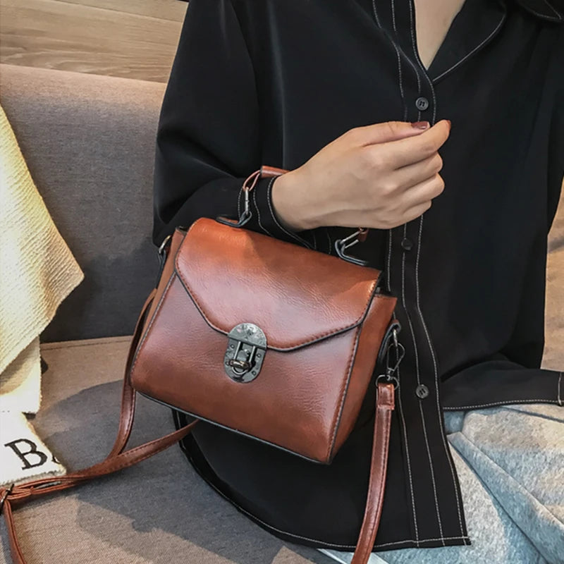 Vintage Casual small Leather Handbag for Women
