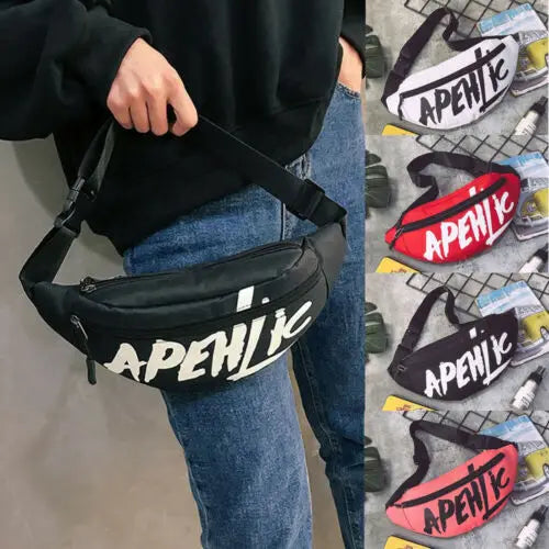 Unisex Letter Printed Fanny Pack Waist Travel Bag Purse Chest Pouch