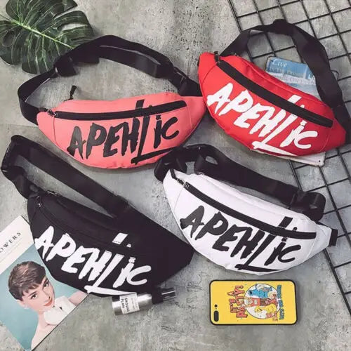 Unisex Letter Printed Fanny Pack Waist Travel Bag Purse Chest Pouch